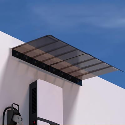 Voordeur Luifel - Buitenluifel Gebogen - Bescherming Buiten - 3mm Polycarbonaat - 50 x 150 cm - Bruin Transparant