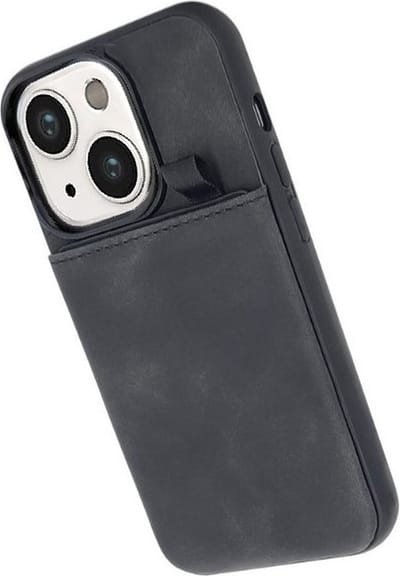 CaseMania - iPhone - 14 / 13 - Suede Card - incl-3 pasjes - Zwart