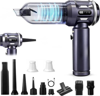 NETTLIFE - Kruimelzuiger - Handstofzuiger - Accu Mini Stofzuiger Draadloos - 25000Pa - 4-in-1 Autostoofzuiger - 3 standen - Draagbare stofzuiger - voor auto Huishouden Dierenharen - grijs