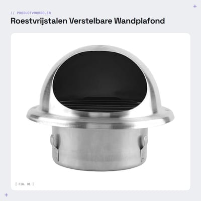 Dailygoods- Hoofdontluchter Roestvrij Staal - Verstelbare Klep - Wand/Plafond - Ventilatiekanaalafdekking - Insectennet - Duurzaam en Milieuvriendelijk - Ventilatieopening