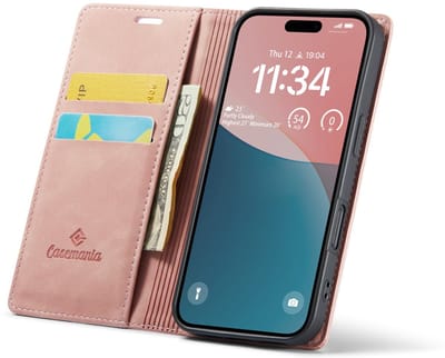 CaseMania Bookcase hoesje geschikt voor Apple iPhone 17 - Effen Roze - Kunstleer