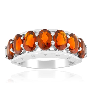 Cavill - Zilveren Ring met 7 Madeira Citrienen 2,499 ct - 925 Sterling Zilver Gerhodineerd - Ovale Citrien & Tanzania Zirkonia - Elegante Damesring