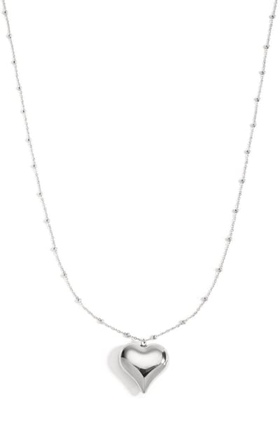 Bijoutheek Collier Lang Balletjes Bol Hart Zilver