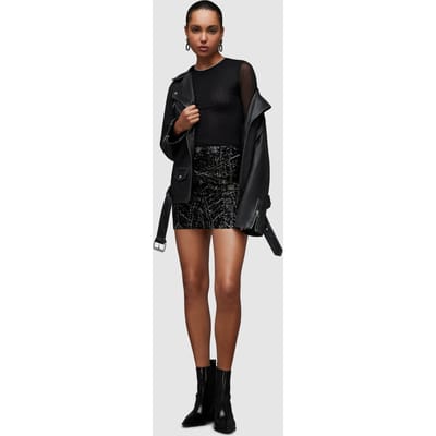 AllSaints Jamilia Emb Skirt Black Maat: 16 | Mini Rokken Outlet | Dames | Zwart