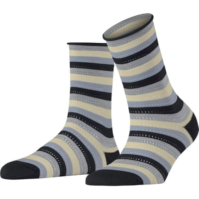 FALKE Dopamine Stripe gedessineerd lyocell sokken dames zwart - maat 35-38