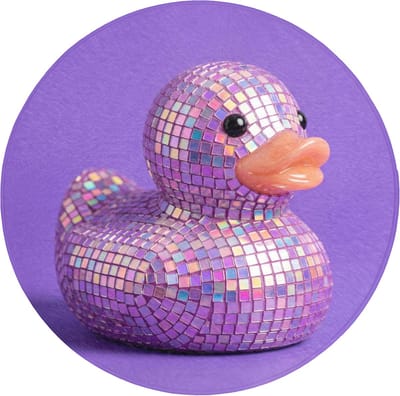 Badmat rond 70x70 cm - Antislip - Disco - Eend - Paars - Badmatten voor badkamer - Badkamermat - Douchemat - Ronde badkamer mat