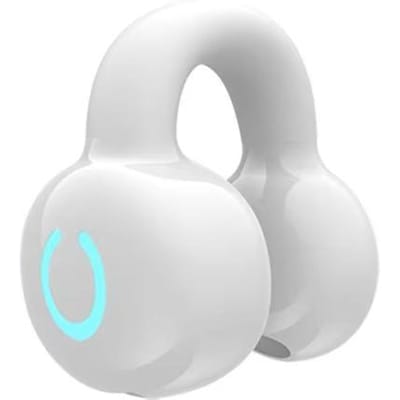 Draadloze Bluetooth 5.3 Oordopjes Oorclip Koptelefoon met Microfoon HiFi Stereo Sport Headset Ruisonderdrukking Earbud wit