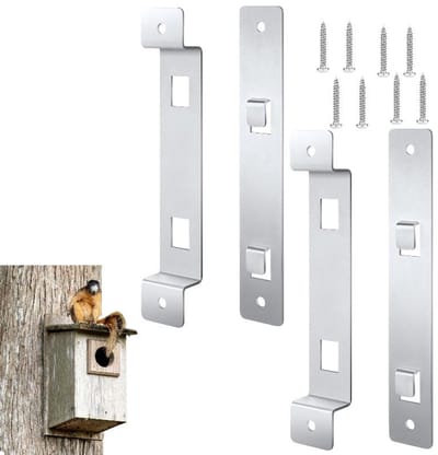 Set van 2 - Voederhaak, Vogelhuisbevestigingsbeugel voor het bevestigen van vogelhuisjes, nestkastjes en voerbakken 15,2 cm (Zilver)