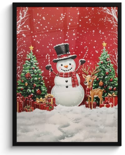 Poster in lijst - Fotolijst 60x80 cm - Posters - Feestvreugde - Winterbos - Kleurrijk - Posterlijst zwart - Decoratie - Wanddecoratie woonkamer - Muurdecoratie slaapkamer