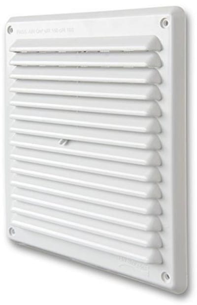 Rechthoekig Ventilatierooster van Kunststof - 204 x 230 mm, Wit, Overlappend