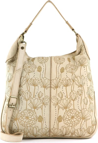CATERINA LUCCHI Leren Schoudertas Matera Shoulder Bag Ecrù Beige
