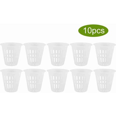 10 stuks/set duurzame, veilige plastic hydrocultuurmandbekers voor tuin- en balkonbeplanting(Wit)