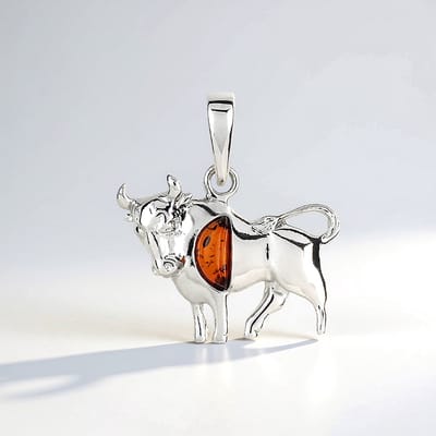 Cavill - Zilveren hanger 925 Sterling zilver met 0,17 ct natuurlijke Baltische barnsteen fancy cabochon 23x18 mm - Stijlvol accessoire