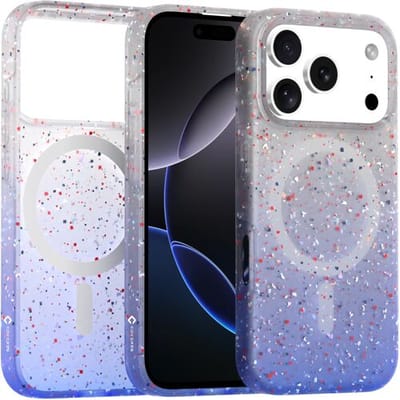 Coverzs Recycled Magsafe hoesje geschikt voor iPhone 17 Pro Max - Magsafe telefoonhoesje - Glitter hoesje - Schokbestending