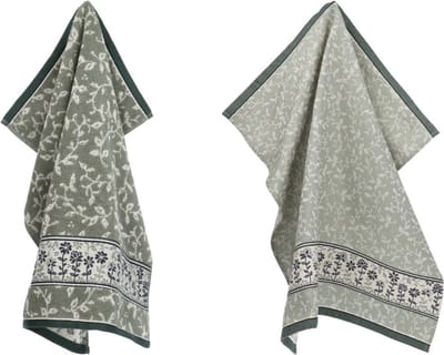 Luxe Keukendoek en Theedoek Daydream Donkergroen - Bunzlau Castle - 100% biologisch katoen - keukentextiel set