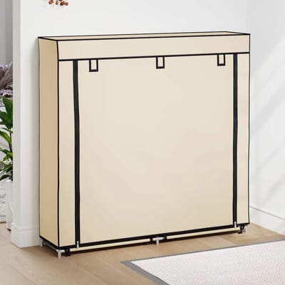 vidaXL - Schoenenkast - met - hoes - 115x28x110 - cm - stof - crème
