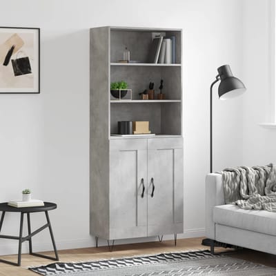 vidaXL - Hoge - kast - 69,5x34x180 - cm - bewerkt - hout - betongrijs