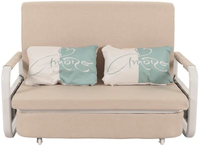 Slaapbank MCW-M83, slaapbank bank, slaapfunctie bedstee ligoppervlak, 130x185cm ~ stof/textiel beige