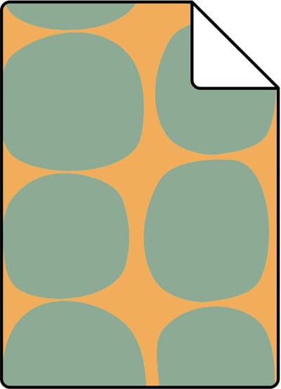 Proefstaal ESTAhome behang grafisch motief mintgroen en oranje - 26.5 x 21 cm - 131981-S
