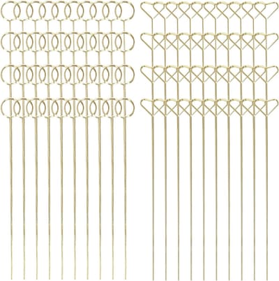 40 stuks metalen draad bloem plaats kaarthouder - bloemenplectrums fotohouders - bloem boeket plectrums clip gouden foto clip houder voor arrangementen bruiloft feest verjaardag (20 ronde, 20)