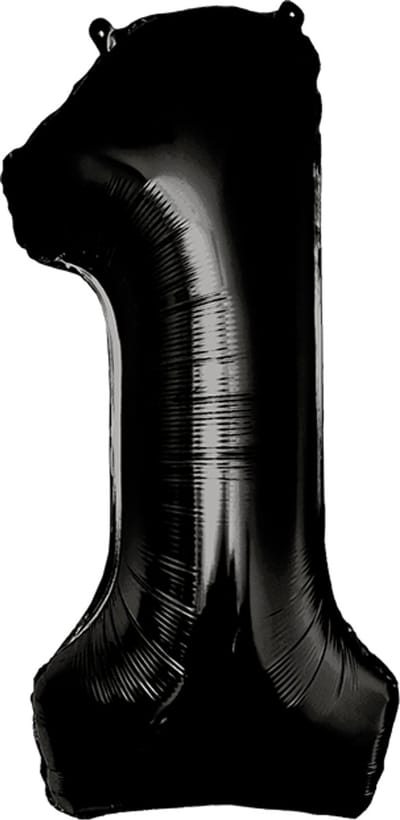 Folieballon | Cijferballon | Cijfer 1 | Kleur: Zwart | Afmeting: 86cm