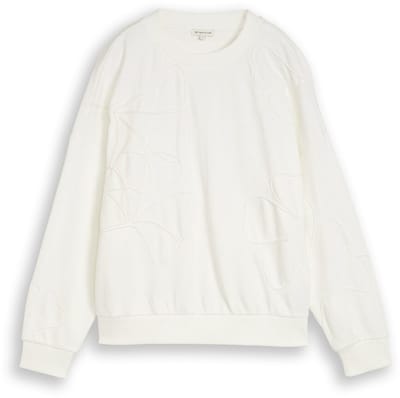 Tom Tailor - Loose fit sweatshirt met bloemenprint - Maat XXL - Whisper White