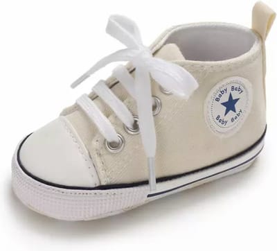 Stoere Baby Schoenen - Babysneakers van Baby-Slofje - Creme maat 17 ( 11 cm)