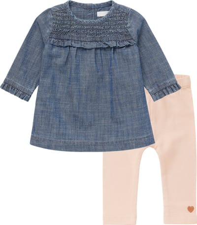 Noppies - Kledingset - 2 delig - Jurk Lanexa Medium Blue Denim - Legging Pinetown Cameo Rose - Maat 56