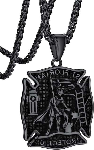 Heilige Florian Ketting voor Mannen en Jongens, 22 cm Lange RVS Brandweer Ketting voor Verjaardag en Valentijnsdag, Uniek Cadeau voor Brandweerliefhebbers