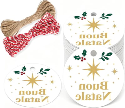 100 Stuks Witte Kerstlabels voor Cadeaus - 5.5 cm - Perfect voor Cadeauverpakking, Kerstboom en DIY Decoratie