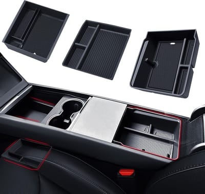 Opbergcompartiment voor de middenconsole van Tesla Model 3 2024-2025, armsteunopslag met antislipbodem en verbeterde opbergruimte voor optimaal gebruiksgemak