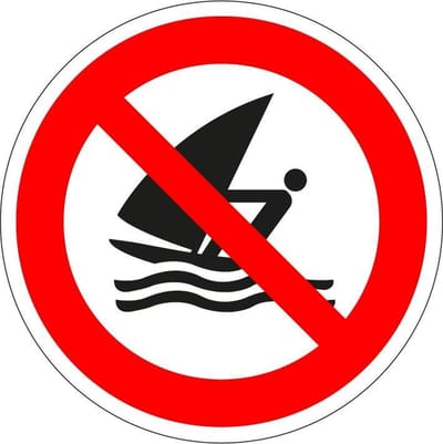 Verboden te windsurfen bord - kunststof - P054 150 mm
