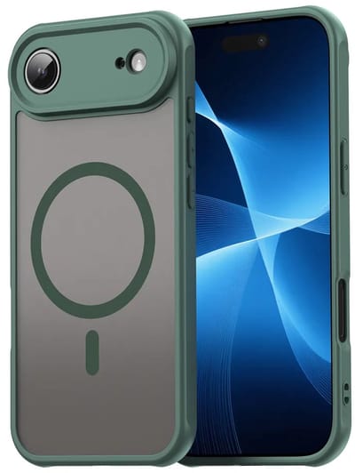 MobyDefend Hoesje - Geschikt voor iPhone Air - Case Geschikt voor MagSafe - Mat Transparant Met Gekleurde Rand - Groen