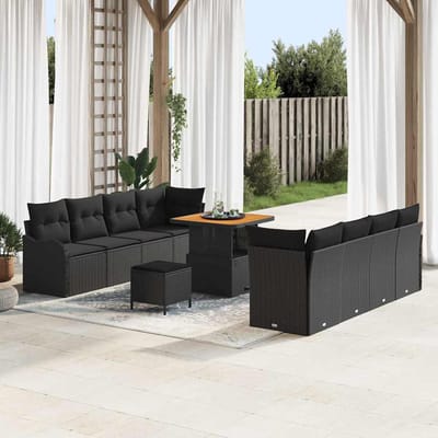 vidaXL Tuin Sofa Set 11 st 10-Aantal zitplaatsen Zwart
