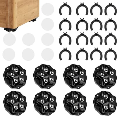 8 stuks kogelwielen, zware belasting, zelfklevende kogelwielen, kunnen 360 graden draaien, meubelwielen, plat 200 kg draagvermogen voor meubels, opbergdozen, kleine huishoudelijke apparaten