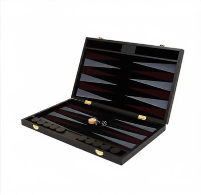 AHD® Backgammon - Backgammon Koffer - Backgammon Reiseditie - Backgammon Hout - Zwart - 42cm x 26cm x 4cm
