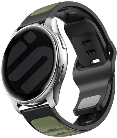 Strap-it Smartwatch bandje 22mm - luxe duo outdoor siliconen bandje geschikt voor Samsung Galaxy Watch 3 (45mm) / Watch 1 (46mm) / Gear S3 - Amazfit GTR 2/3/4 - Polar Vantage M / M2 / M3 / V3 / Grit X (Pro) - OnePlus Watch 1/2/3 (groen/zwart)
