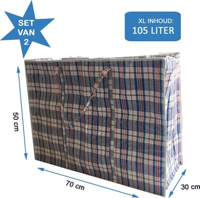 Big Shopper / Opbergtas / Waszak XL - 70 x 50 cm - Set van 2 - Blauw