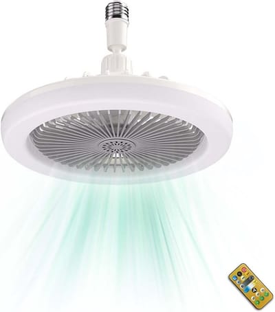 ZVD Stille Plafondventilator met Lampfitting - Plafondventilator met LED-lamp en Afstandsbediening voor Keuken, Badkamer, Berging, Garage (Wit)