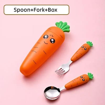 Baby Eetgerei Cartoon Wortel Vork Lepel Kinder Bestekset Kind Servies Keukengadgets Taart Groente Vork Theelepel