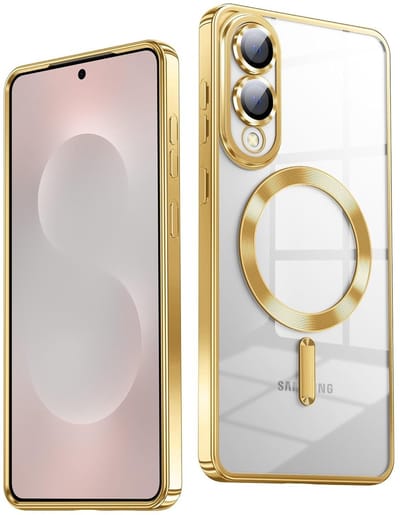 Hoesje Geschikt voor Samsung S25 Edge Hoesje Goud - Geschikt voor MagSafeTelefoonhoesje - soft siliconen Backcover