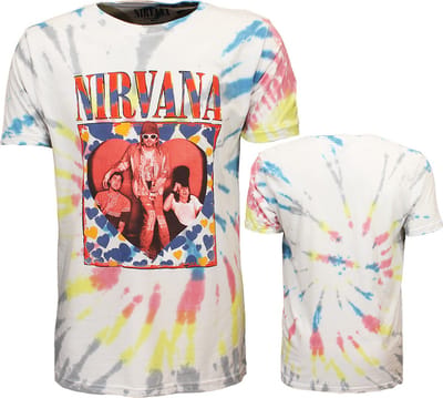 Nirvana Heart Coloured Dip Dye T-Shirt - Officiële Merchandise - S