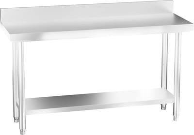 ACXIN RVS Werktafel Met Achterrand 150X50X85 Cm Verstelbare Poten Extra Grote Onderste Opbergruimte