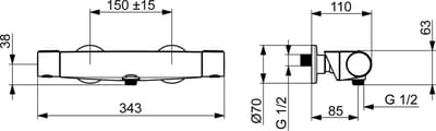 Hansa Optima - Thermostatische douchekraan, chroom 65140201