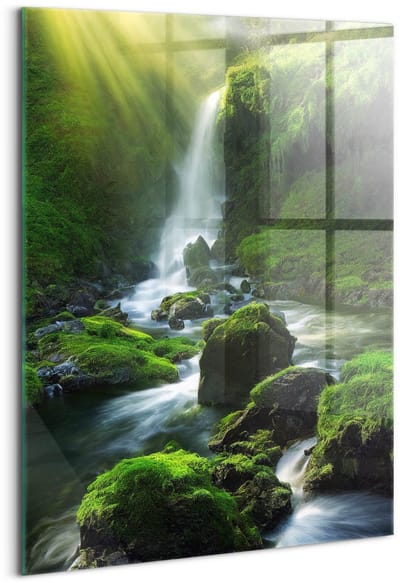 Wallfluent Glasschilderij - Abstracte zwarte metal Foto In Glas - 70x100 cm - Zwart Verticale Muurschildering - Landschap Schilderij Glas - Foto Schilderij Op Glas - Glazen Schilderij