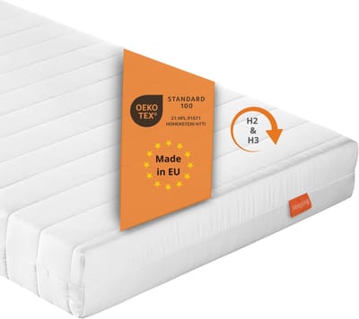 sleepling Basic 30 - wendematras 100x200 cm comfortschuim - matras met duo hardheidsgraad 2 en 3 - 13 cm hoogte - afneembare hoes - Made in EU - topkwaliteit - 100 x 200 x 13 cm - wit