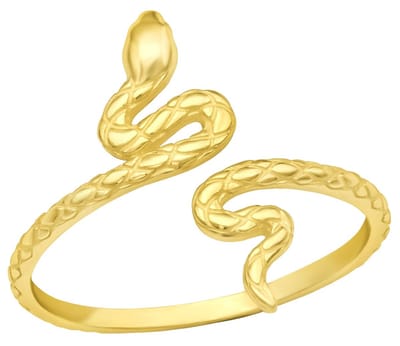 Joy|S - Zilveren slang ring - verstelbaar (maat 7: zie omschrijving) - aanschuifring - gold plated