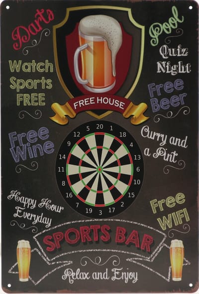 Wandbord – Darts - Dartbord - Michael van Gerwen - Retro - Wanddecoratie – Reclame bord – Restaurant – Kroeg - Bar – Cafe - Horeca – Metal Sign – 20x30cm