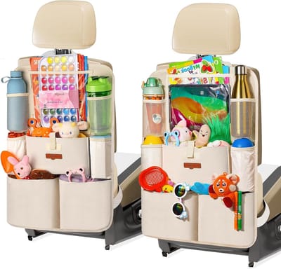 Auto Zitplaats Organizer – Verbeterde Achterbank Beschermer met 8 Compartimenten & Tablet Houder tot 11 Inch, Waterdichte Opbergruimte voor Speelgoed en Accessoires voor Kinderen
