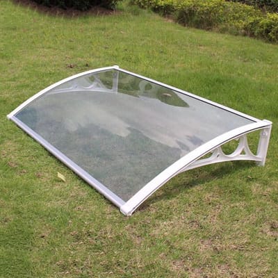 Moderne Raamluifel - Gebogen Regenkap - Huisdeur Bescherming - Stille Polycarbonaat - 60x290cm - Transparant Wit